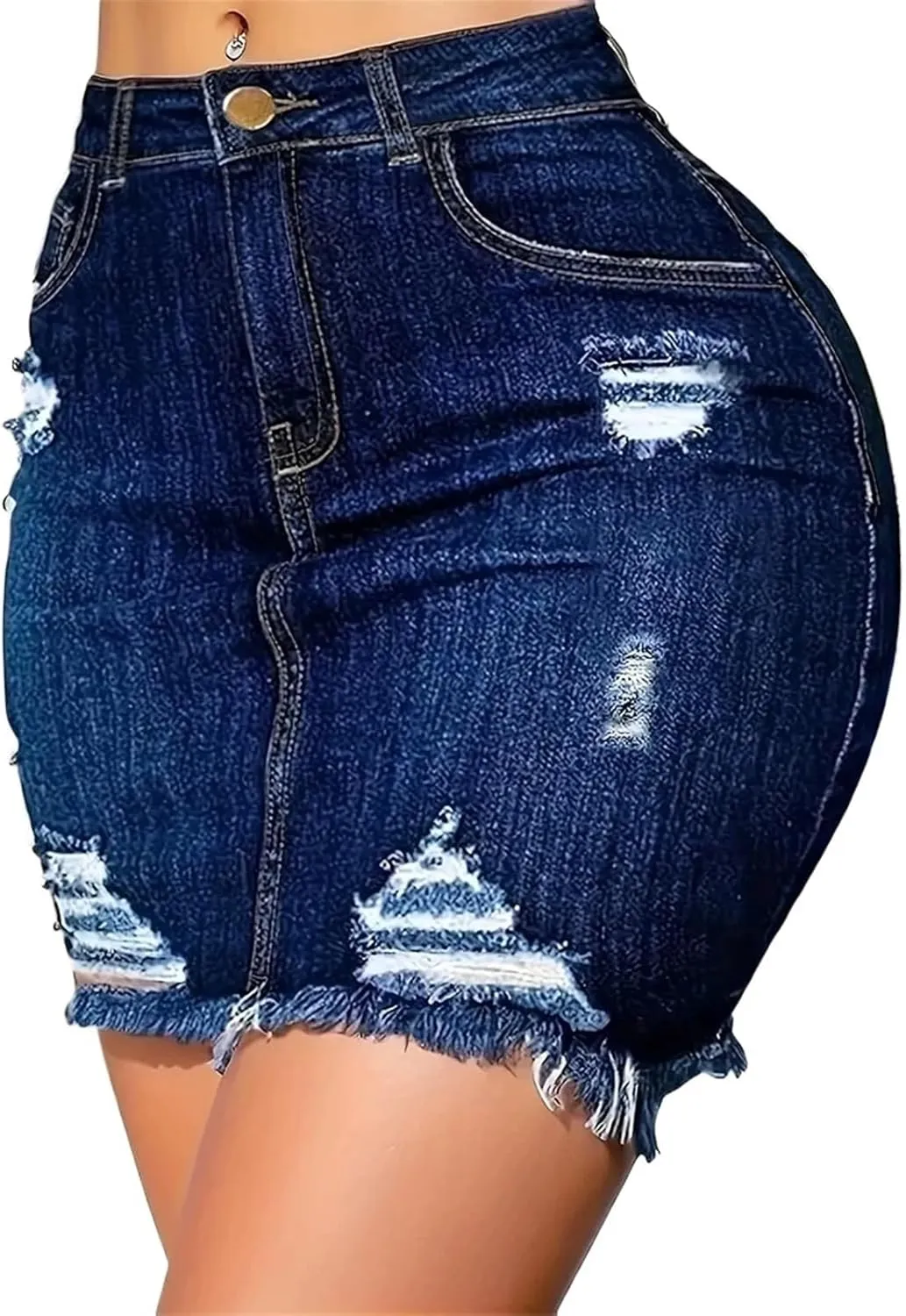 Skirt Denim mini skirt, women's slim fit, short pencil wrapped buttocks, denim skirt, women's clothing(Medium), Blue