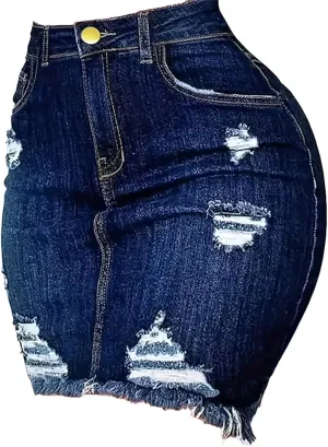 Skirt Denim mini skirt, women's slim fit, short pencil wrapped buttocks, denim skirt, women's clothing(Medium), Blue