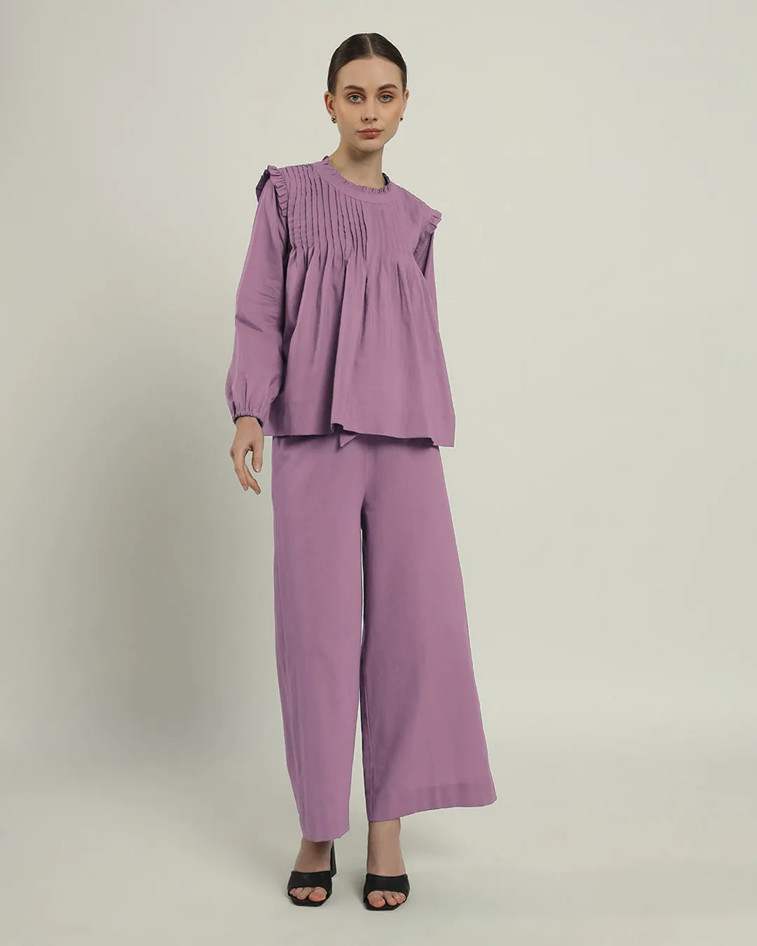 Sleek Peplum Duo Purple Swirl Top (Without Bottoms)