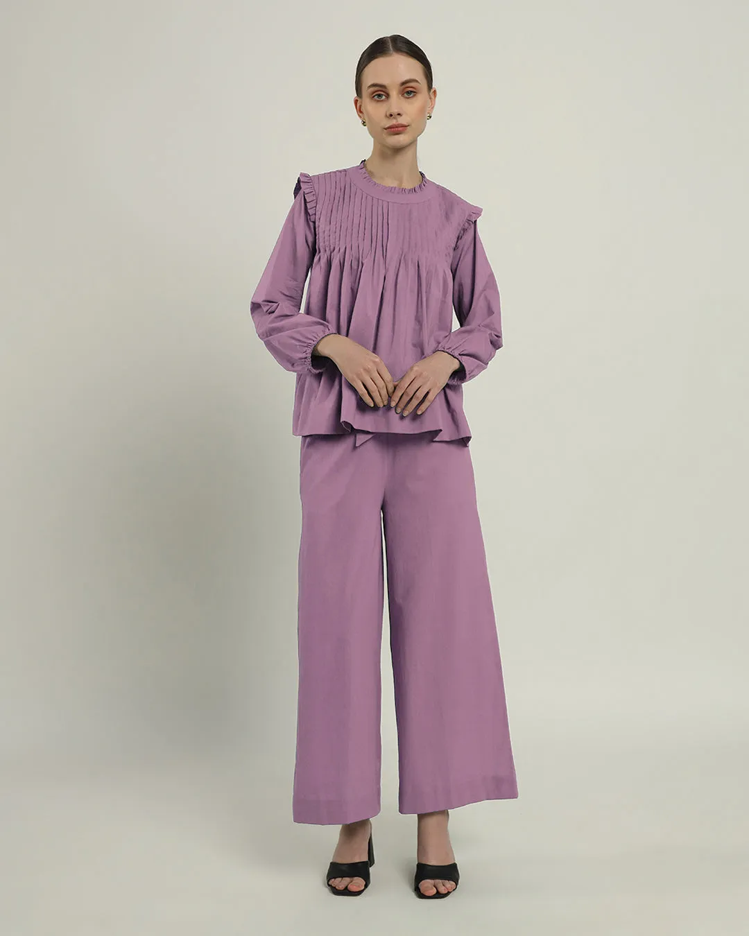 Sleek Peplum Duo Purple Swirl Top (Without Bottoms)