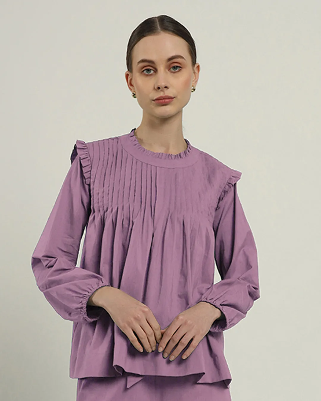 Sleek Peplum Duo Purple Swirl Top (Without Bottoms)
