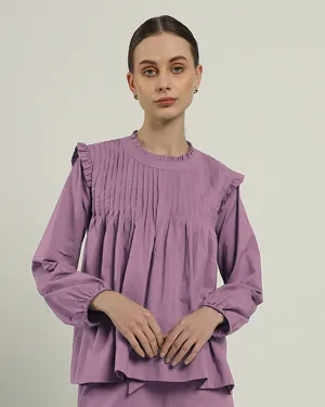 Sleek Peplum Duo Purple Swirl Top (Without Bottoms)