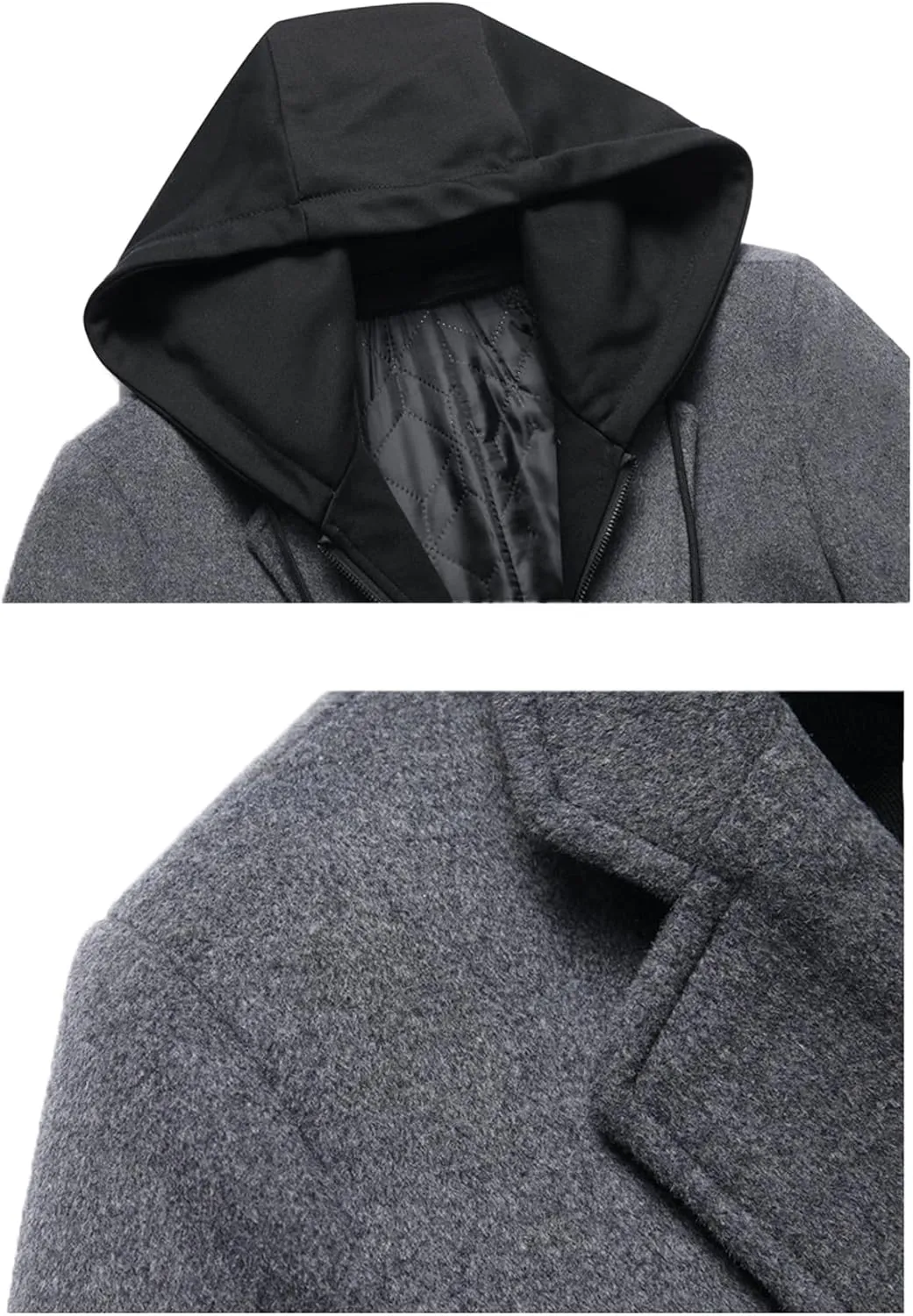 SOMTHRON Mens Trench Coat Winter Wool Blend jacket Overcoat long Top Coat Warm Pea Coat