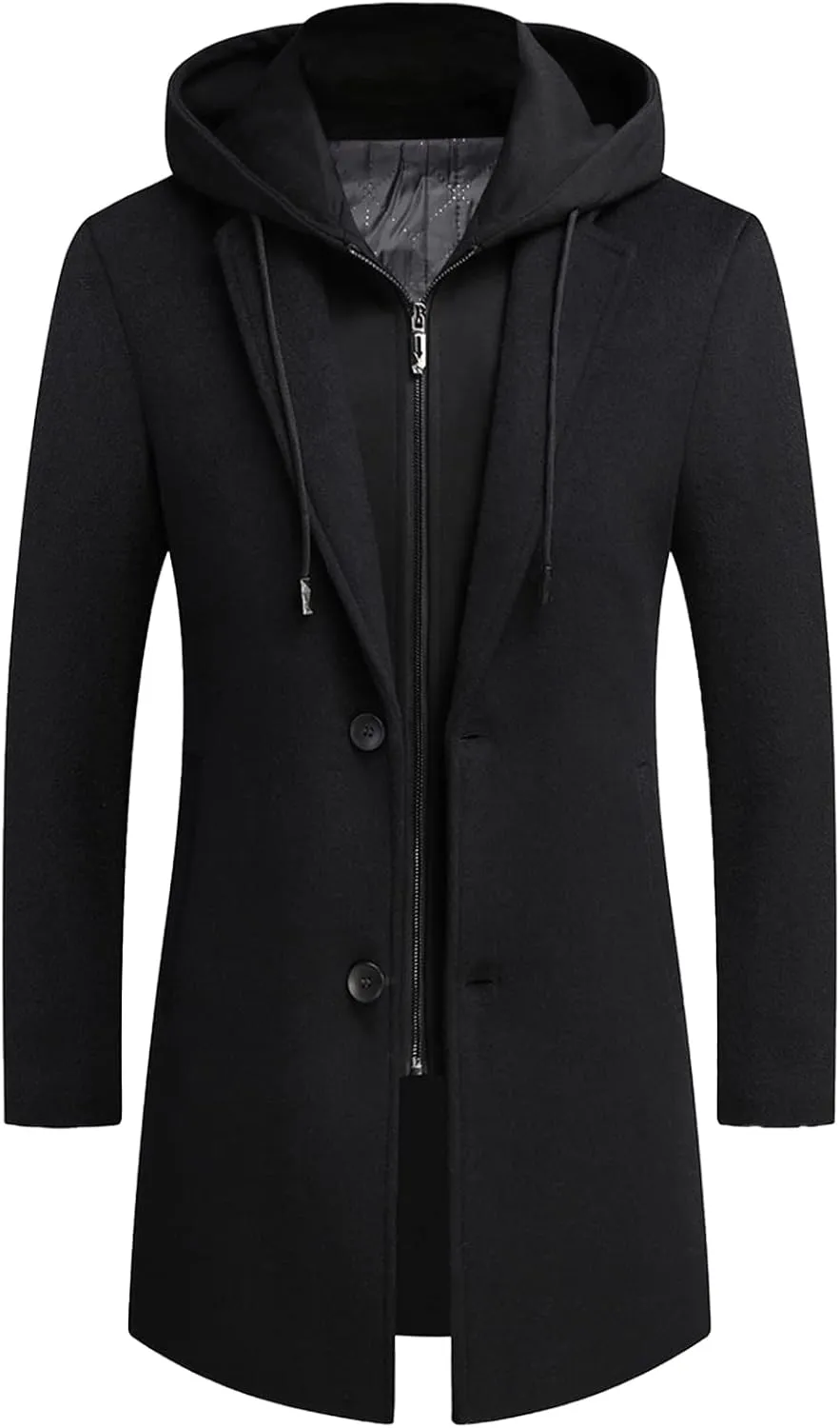 SOMTHRON Mens Trench Coat Winter Wool Blend jacket Overcoat long Top Coat Warm Pea Coat