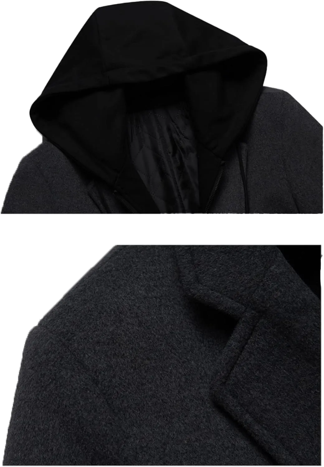 SOMTHRON Mens Trench Coat Winter Wool Blend jacket Overcoat long Top Coat Warm Pea Coat