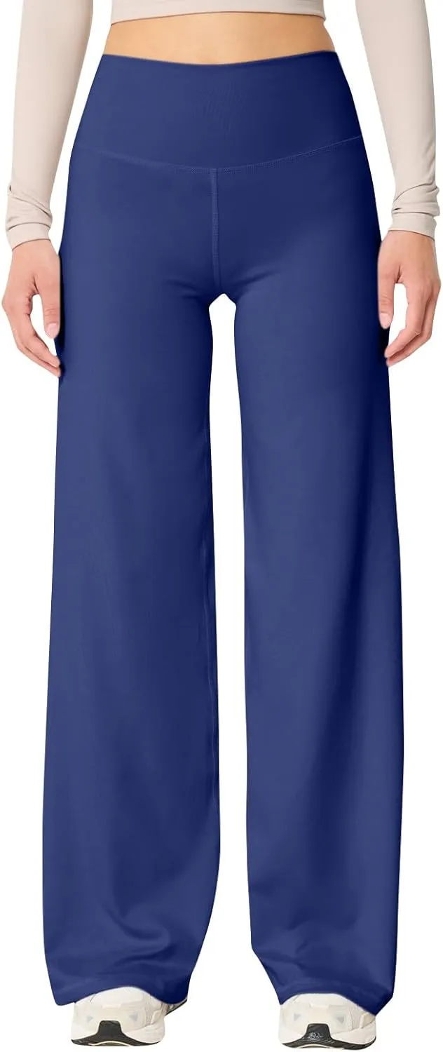 Stretch Womens Yoga Pants Elastic High Waisted Lounge Pants Slim Fit Leggings Wide Leg Sweatpants Straight Leg Casual Pants