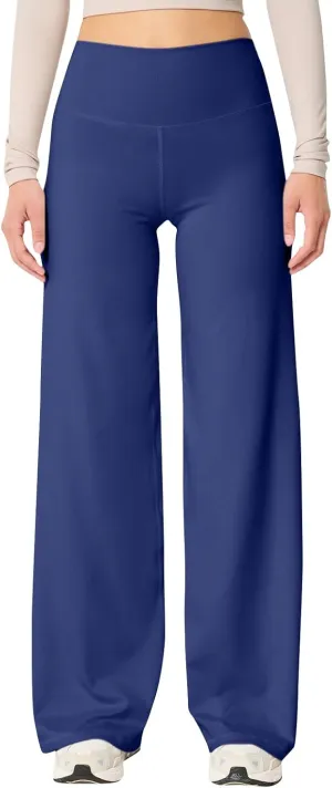 Stretch Womens Yoga Pants Elastic High Waisted Lounge Pants Slim Fit Leggings Wide Leg Sweatpants Straight Leg Casual Pants