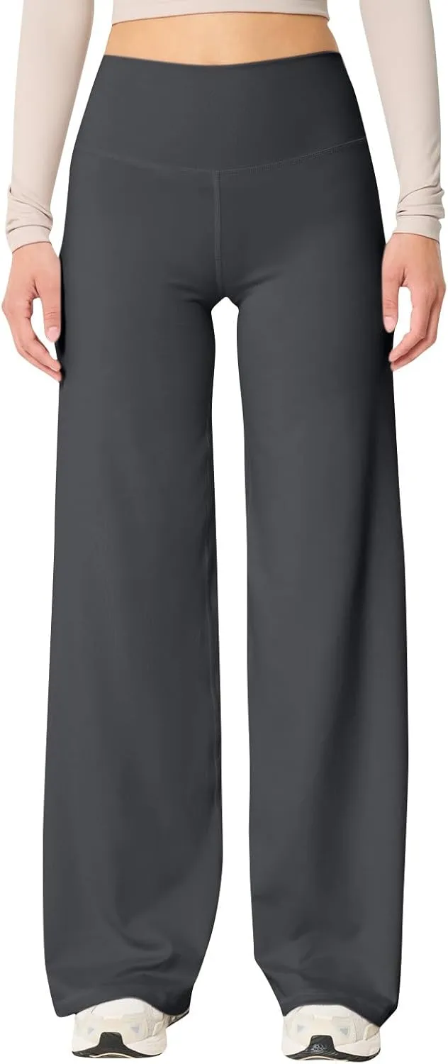 Stretch Womens Yoga Pants Elastic High Waisted Lounge Pants Slim Fit Leggings Wide Leg Sweatpants Straight Leg Casual Pants