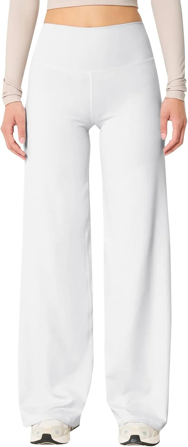 Stretch Womens Yoga Pants Elastic High Waisted Lounge Pants Slim Fit Leggings Wide Leg Sweatpants Straight Leg Casual Pants