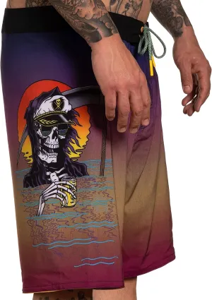 Sullen River Reapers SCM3903 New Water-Resistant Tattoo Graphic Board Shorts for Men