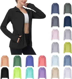 Sun Protection Shirts for Women UPF 50  SPF UV Long Sleeve Zip Up Hoodies Summer Outdoor Hiking Cooling Athletic Jackets