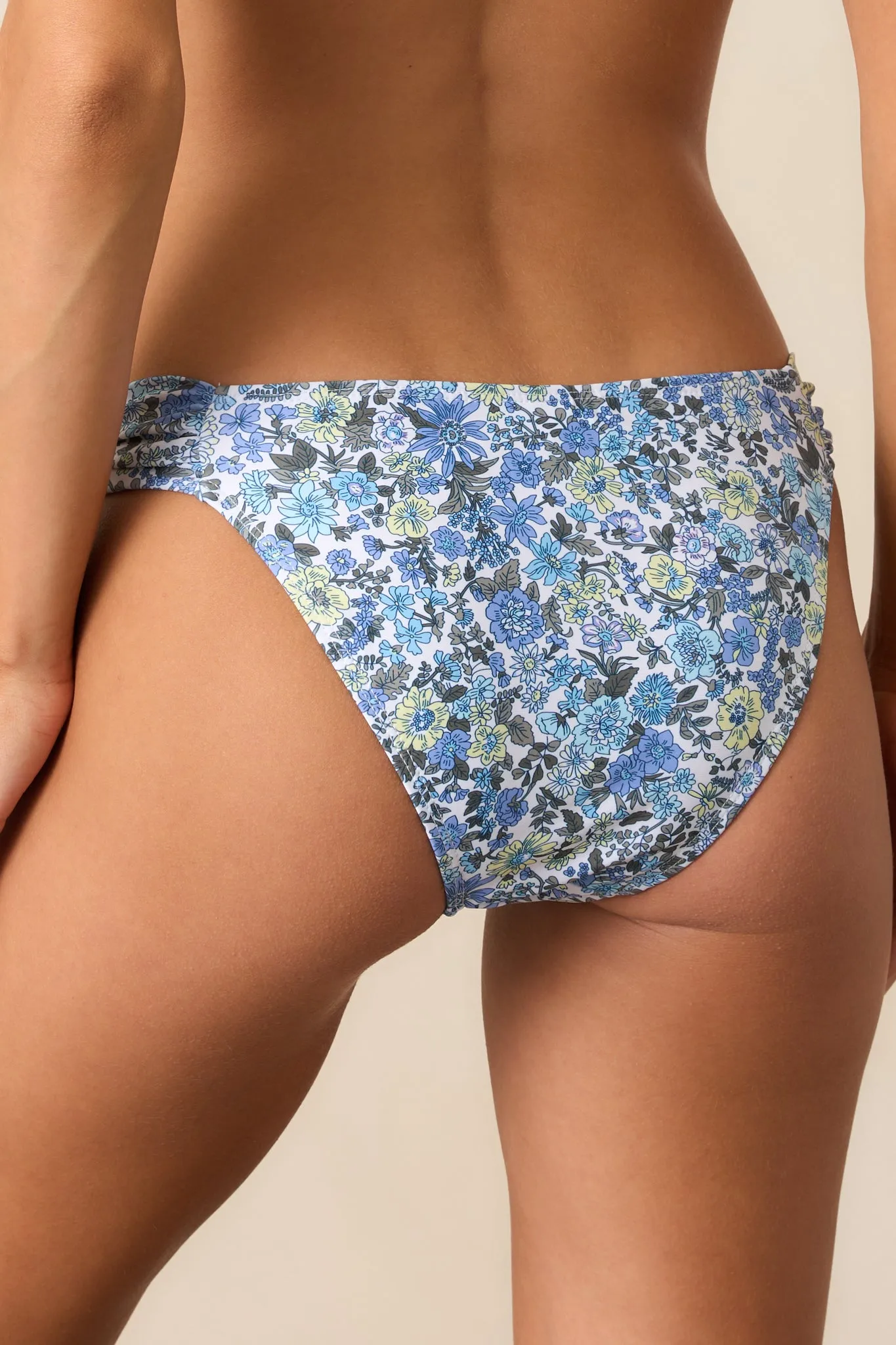 Sunset Silhouette Blue Floral Bikini Bottoms
