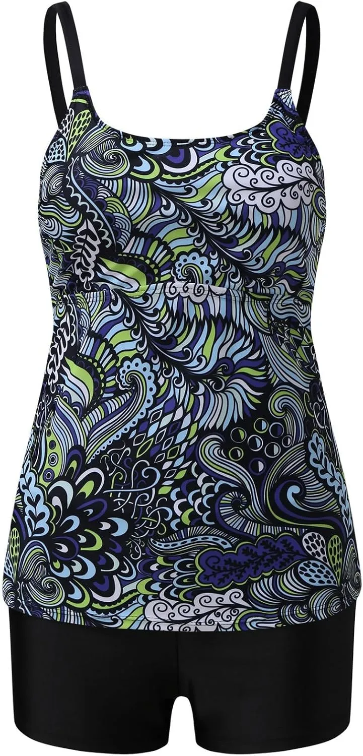 Swim Suits for Women 2025 Loose Bathing Suit Modest Swimsuit Tops Two Piece Tankini with Shorts Floral Swimwear Outfit