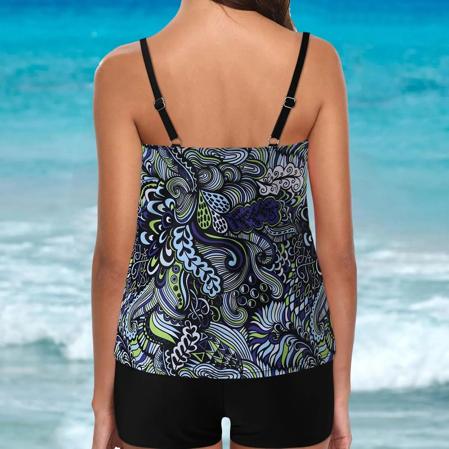 Swim Suits for Women 2025 Loose Bathing Suit Modest Swimsuit Tops Two Piece Tankini with Shorts Floral Swimwear Outfit