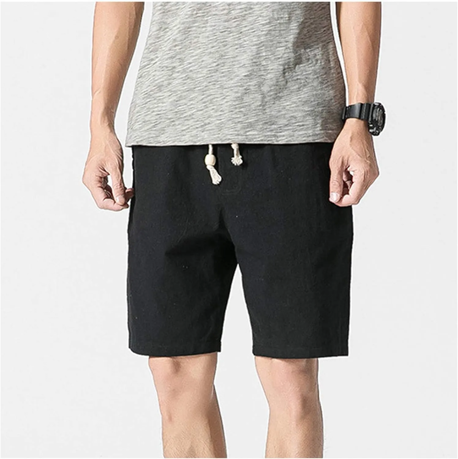 Swim Trunks Men Male Summer Cotton Linen Loose Five Pants Men's Large Beach Mens Swimming