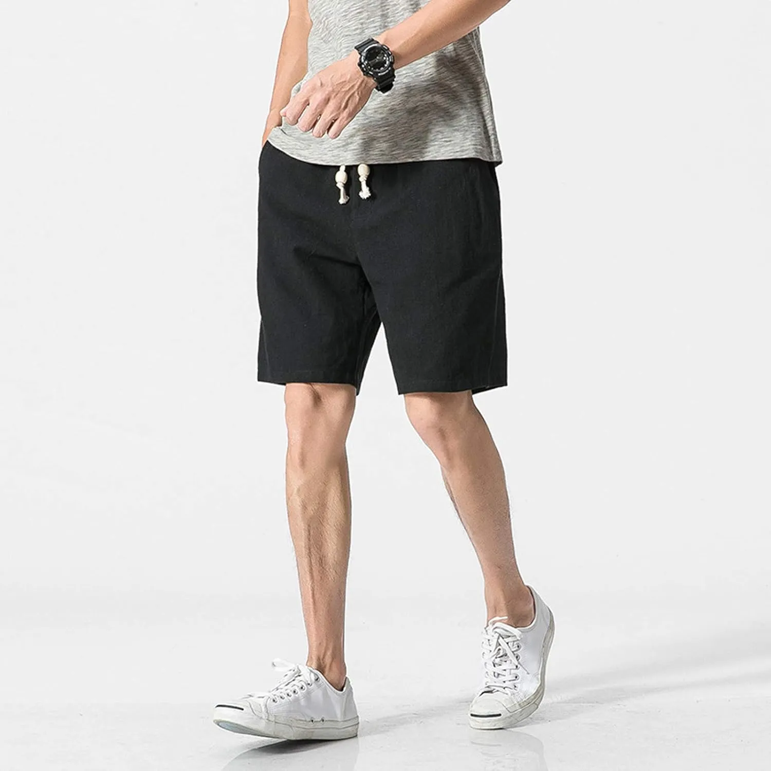 Swim Trunks Men Male Summer Cotton Linen Loose Five Pants Men's Large Beach Mens Swimming