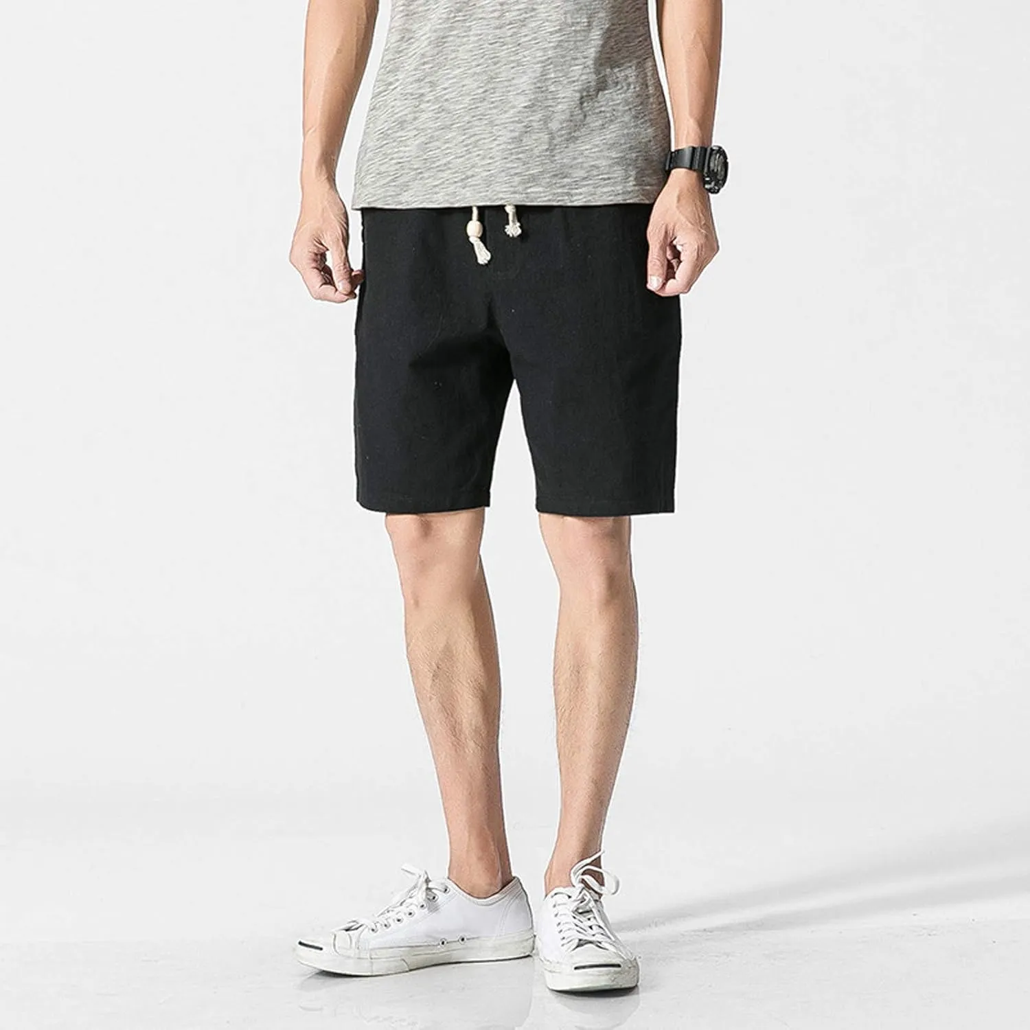 Swim Trunks Men Male Summer Cotton Linen Loose Five Pants Men's Large Beach Mens Swimming