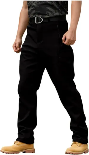 Tactical Pants Men Waterproof Fleece Lined Work Pants Ripstop Slim Fit Cargo Pants with Zipper Pockets Snow Ski Pants