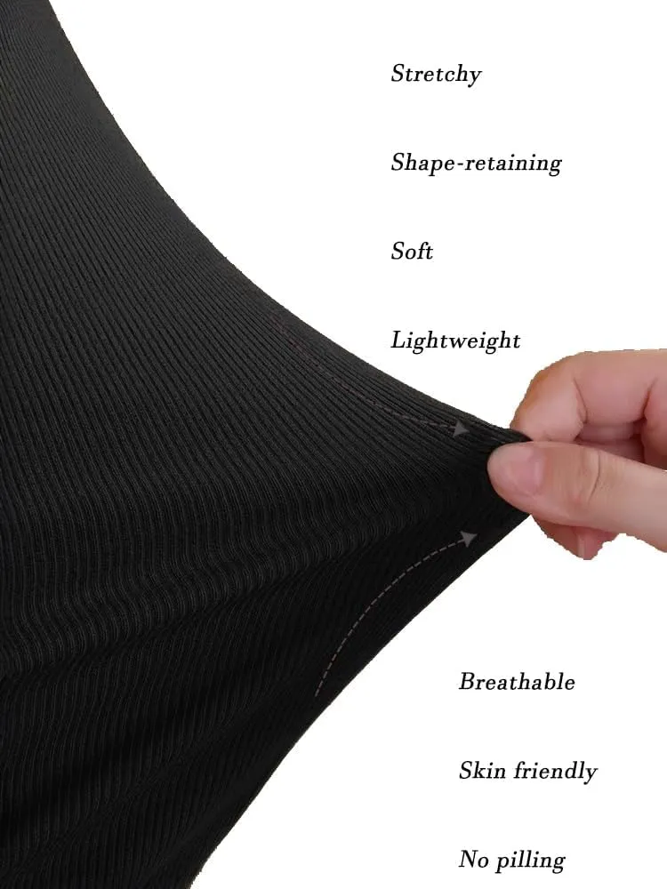 TAIPOVE Ribbed Knit Turtlenecks Shirts Women Cotton Turtle Neck Tops Long Sleeve Thermal Undershirt Slim Basic Pullover 2PKS