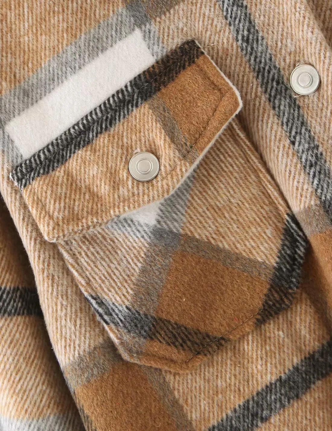 Tanming Womens Flannel Plaid Shacket Wool Blend Button Down Shirt Fall Fashion Jacket