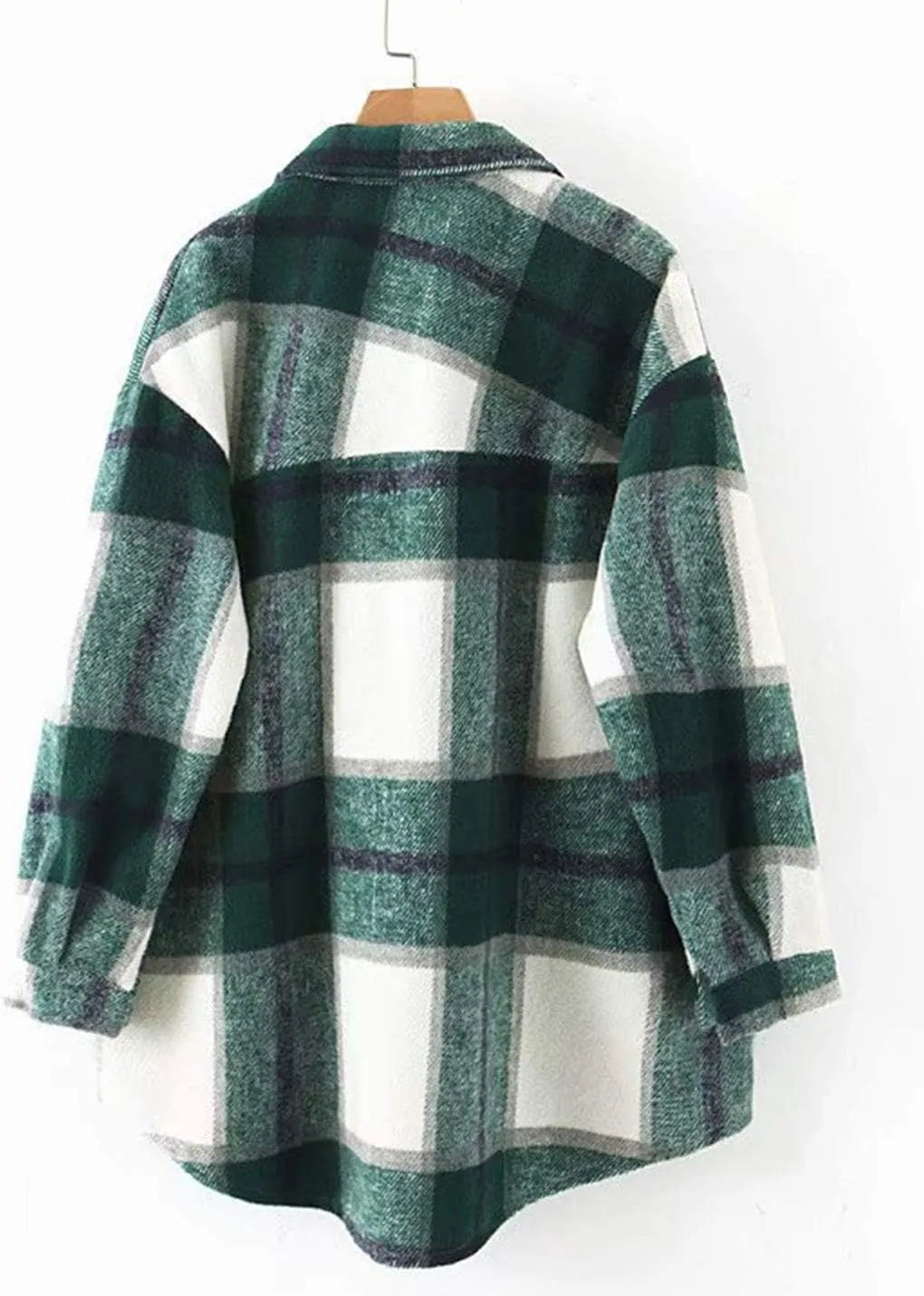 Tanming Womens Flannel Plaid Shacket Wool Blend Button Down Shirt Fall Fashion Jacket