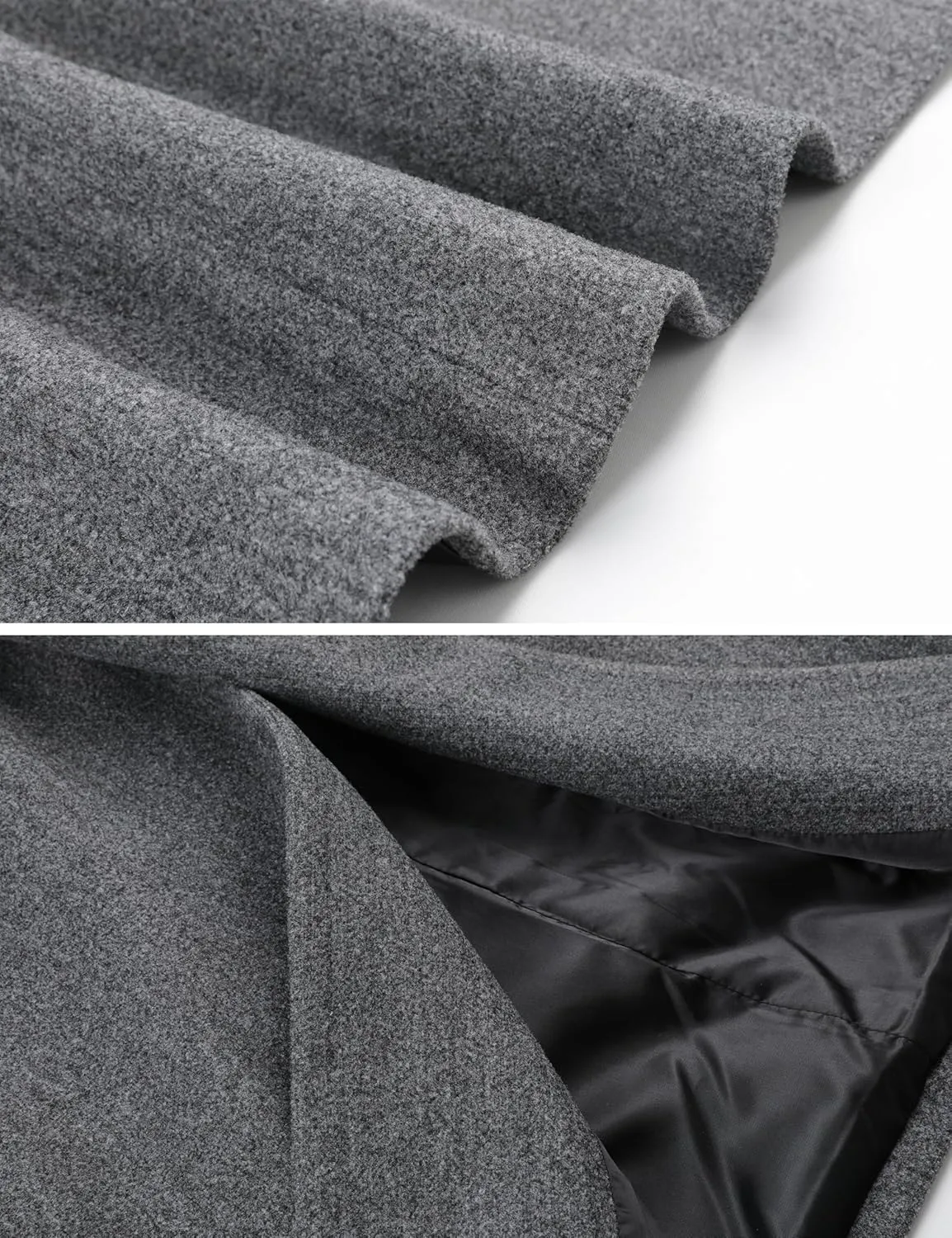 Tanming Women's Notch Lapel Double Breasted Wool Blend Mid Long Pea Trench Coat
