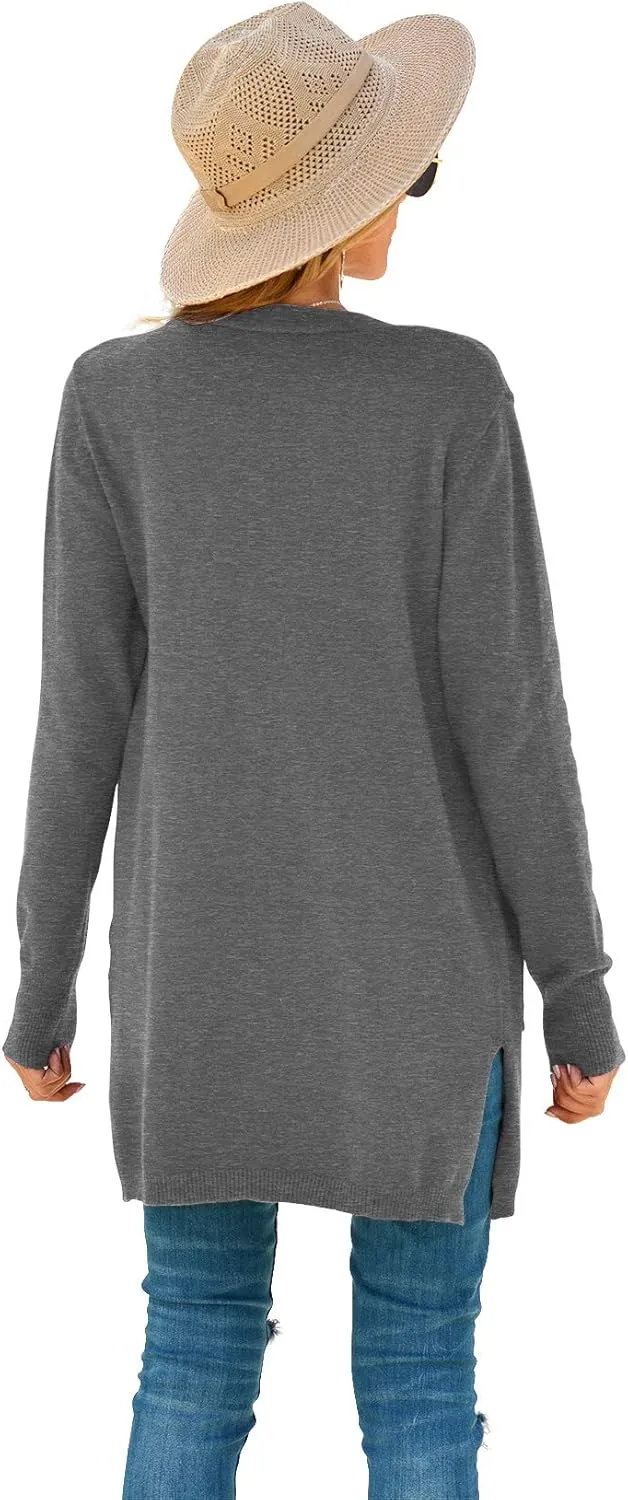 TASAMO Womens Color Block Striped Draped Kimono Cardigan Long Sleeve Open Front Casual Knit Sweaters Coat Soft Outwear