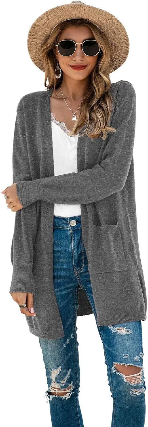 TASAMO Womens Color Block Striped Draped Kimono Cardigan Long Sleeve Open Front Casual Knit Sweaters Coat Soft Outwear