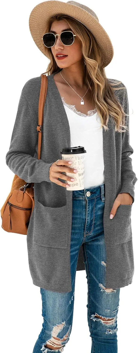 TASAMO Womens Color Block Striped Draped Kimono Cardigan Long Sleeve Open Front Casual Knit Sweaters Coat Soft Outwear