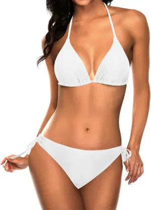 Tempt Me Women Triangle Bikini Sets Halter Two Piece Sexy Swimsuit String Tie Side Bathing Suit