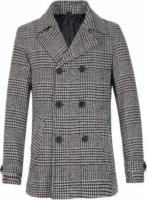 ThCreasa Mens Classic Double Breasted Pea Coat Wool Blend Quilted Lined Notched Collar Overcoat Trench Coat