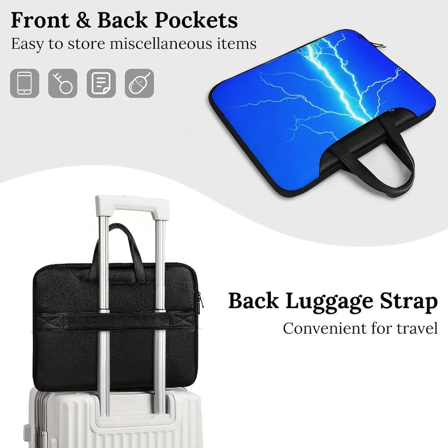Thunderbolt Leather Bag Laptop Case Slim Water Resistant Computer Bags with Handle Briefcase for Work