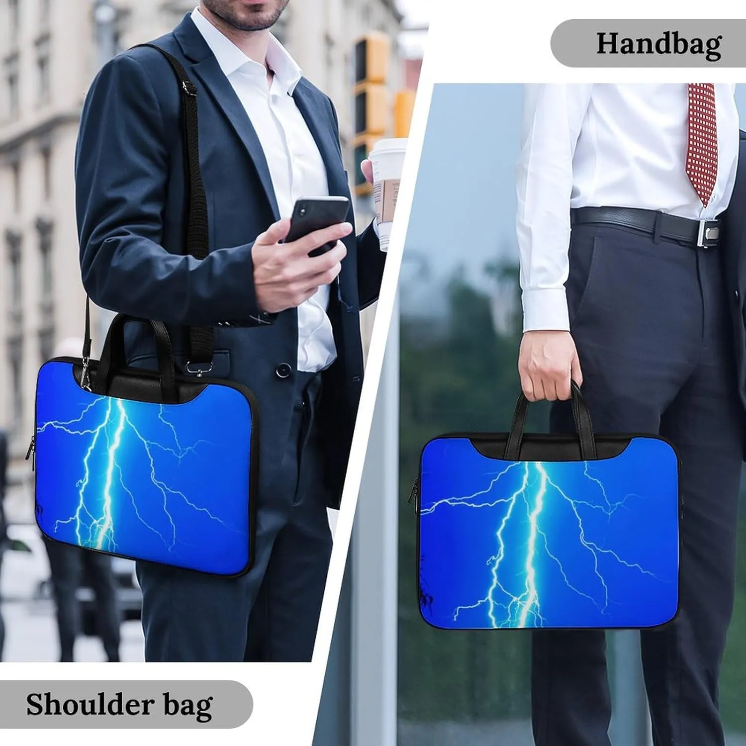 Thunderbolt Leather Bag Laptop Case Slim Water Resistant Computer Bags with Handle Briefcase for Work
