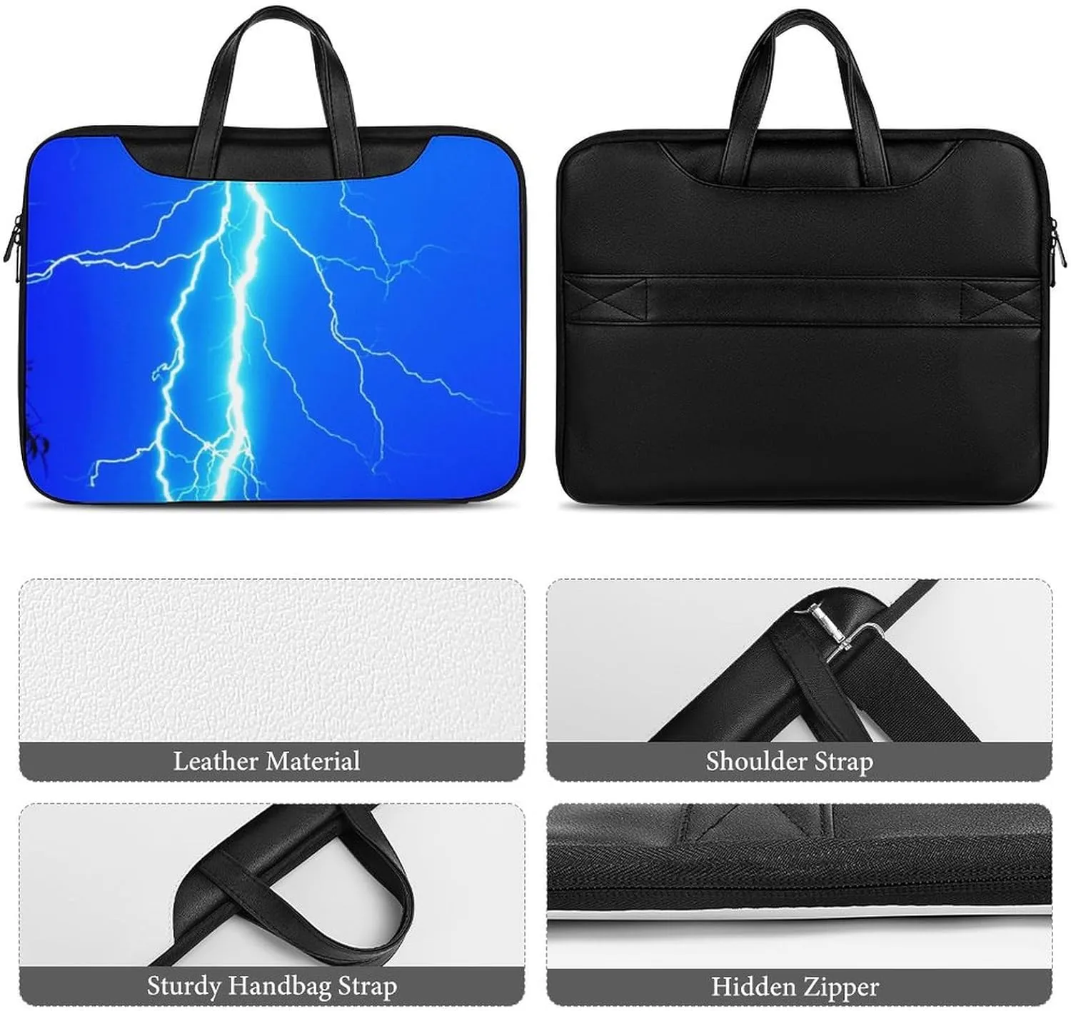 Thunderbolt Leather Bag Laptop Case Slim Water Resistant Computer Bags with Handle Briefcase for Work