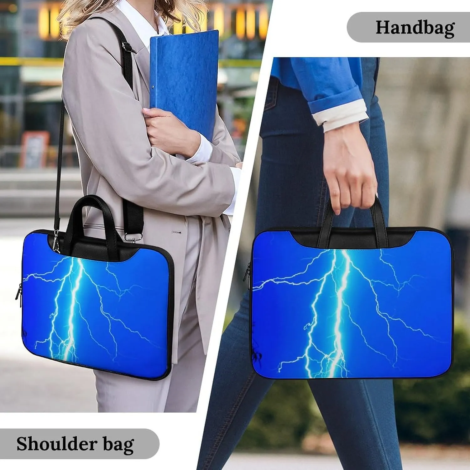 Thunderbolt Leather Bag Laptop Case Slim Water Resistant Computer Bags with Handle Briefcase for Work