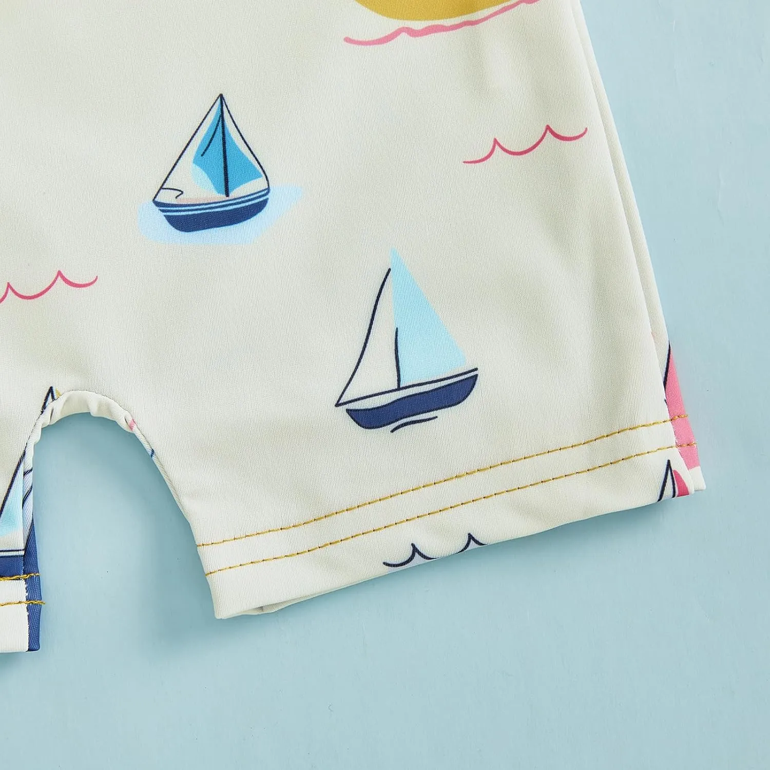 Toddler Baby Boy Swimsuit Kids Rash Guard Sailboat/Flag Print One Piece Beach Bathing Suit 4th of July Swimwear