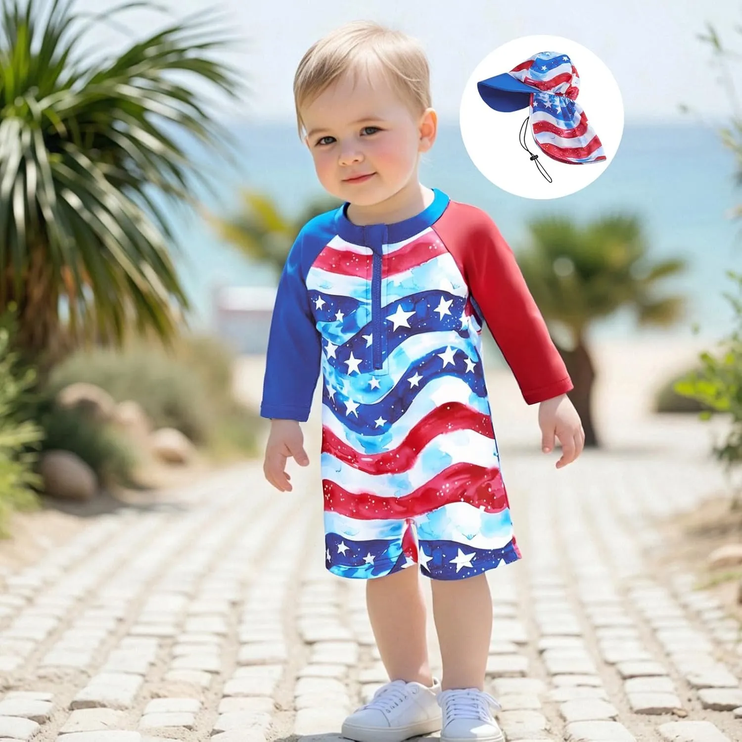 Toddler Baby Boy Swimsuit One Piece Swimwear Shark Short Sleeve Zipper Rash Guard Infant Bathing Suit
