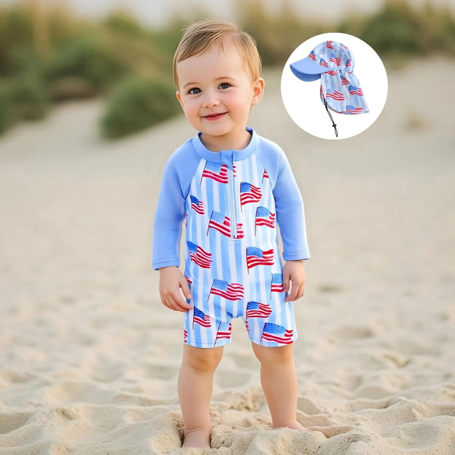 Toddler Baby Boy Swimsuit One Piece Swimwear Shark Short Sleeve Zipper Rash Guard Infant Bathing Suit