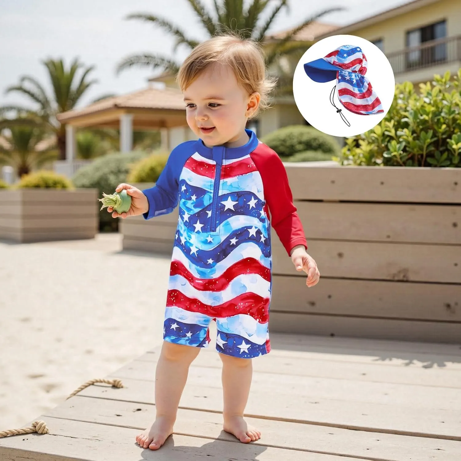 Toddler Baby Boy Swimsuit One Piece Swimwear Shark Short Sleeve Zipper Rash Guard Infant Bathing Suit