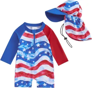 Toddler Baby Boy Swimsuit One Piece Swimwear Shark Short Sleeve Zipper Rash Guard Infant Bathing Suit