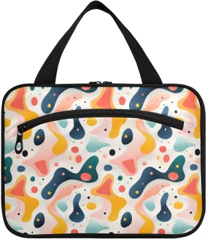 Toiletry Bag Hand Drawn Colorful Various Organic Shapes Hanging Makeup Organizer Water Resistant Cosmetic Bag