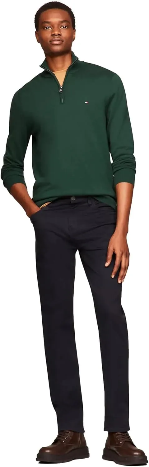 TOMMY HILFIGER Men's Signature Fleece Quarter Zip Pullover Sweater 2025 Collection