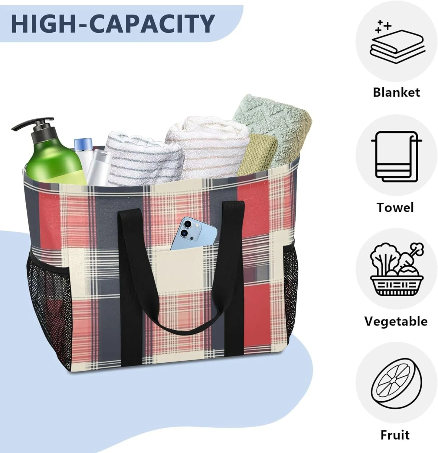 Tote Utility Bag Collapsable Beach Bag Water Resistant Canvas Car Tote Bag