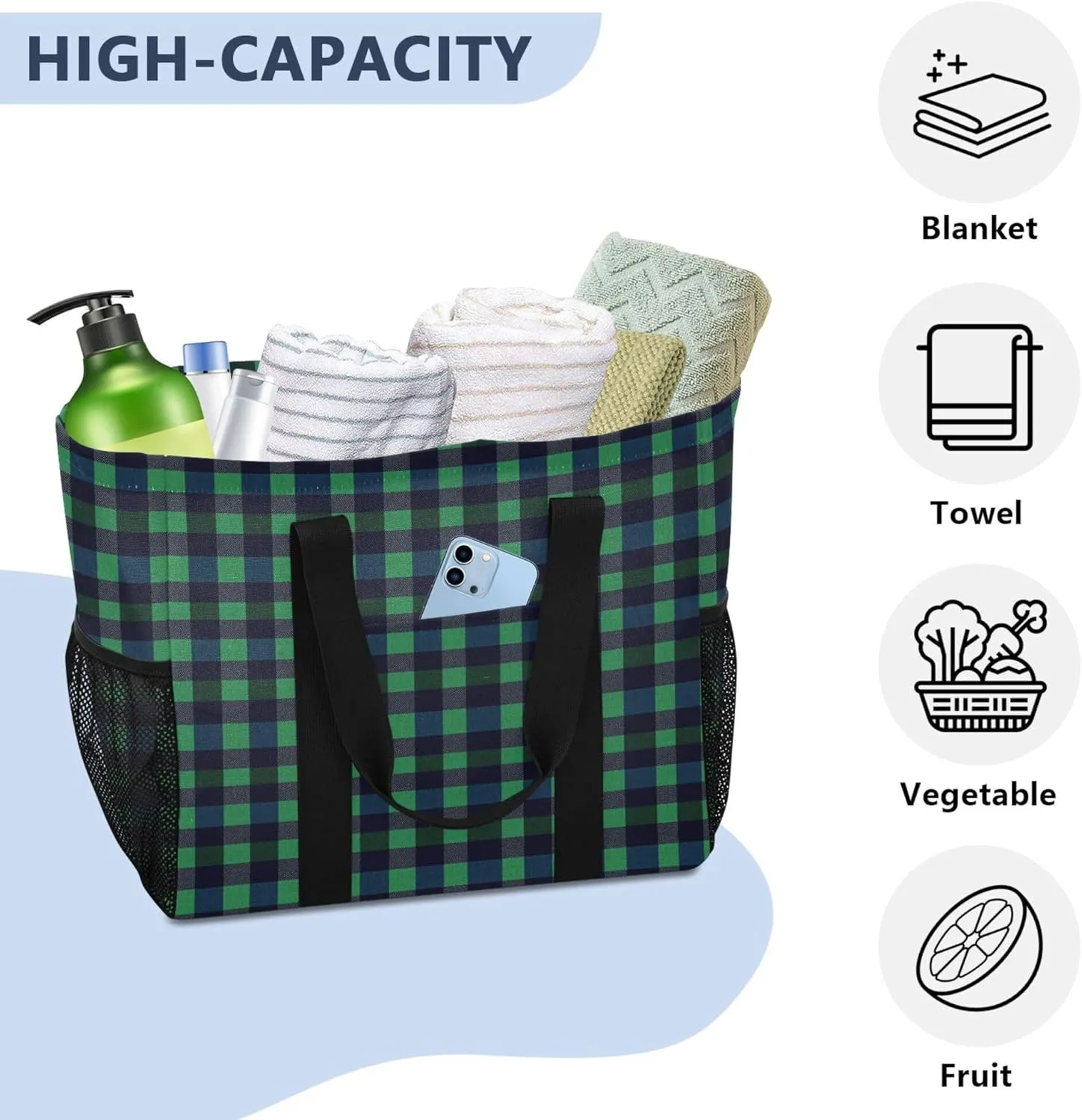 Tote Utility Bag Collapsable Beach Bag Water Resistant Canvas Car Tote Bag