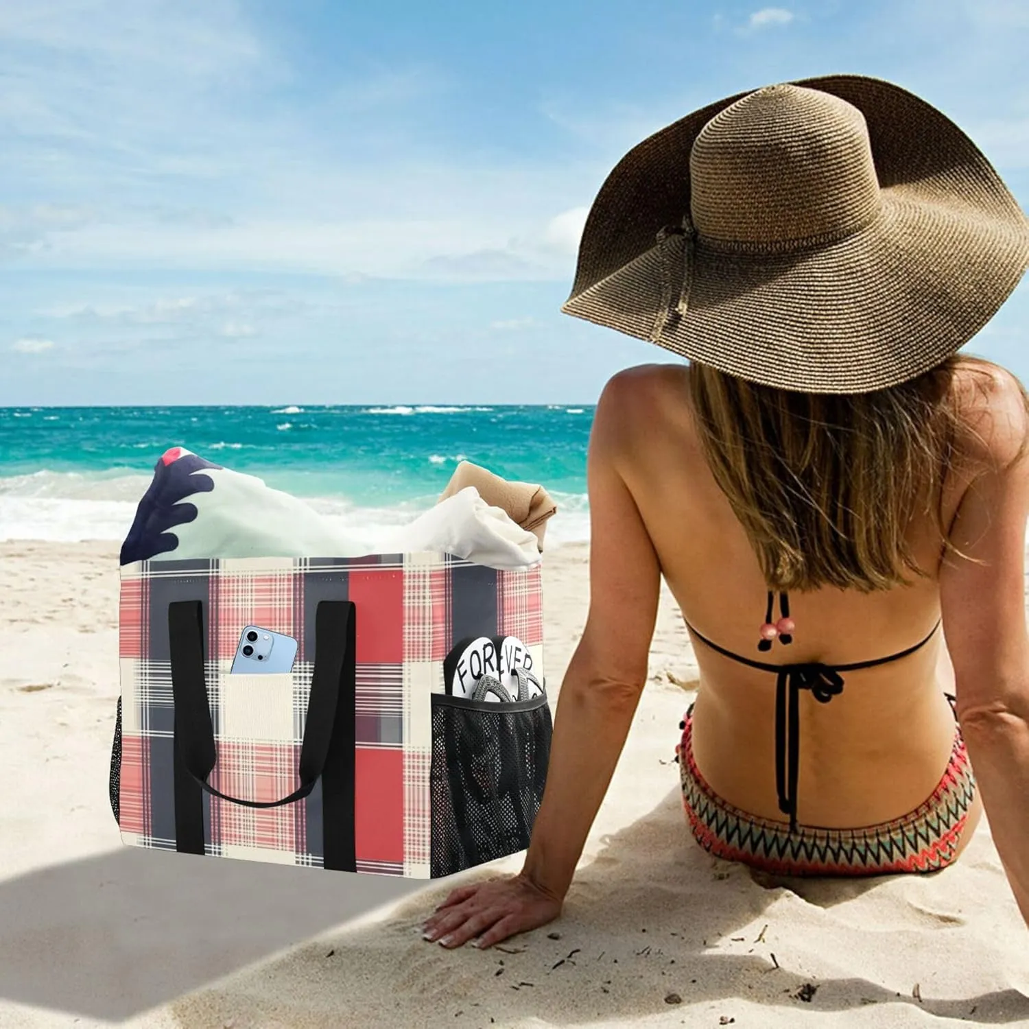 Tote Utility Bag Collapsable Beach Bag Water Resistant Canvas Car Tote Bag