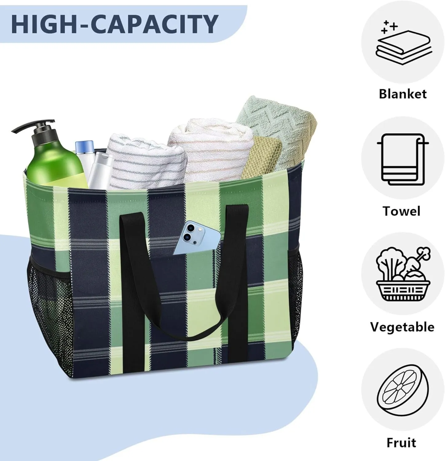 Tote Utility Bag Collapsable Beach Bag Water Resistant Canvas Car Tote Bag