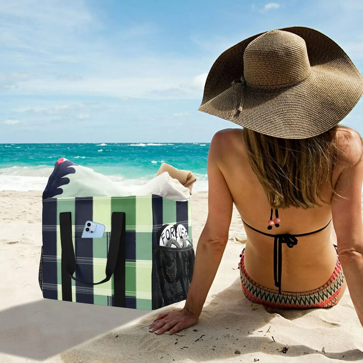 Tote Utility Bag Collapsable Beach Bag Water Resistant Canvas Car Tote Bag