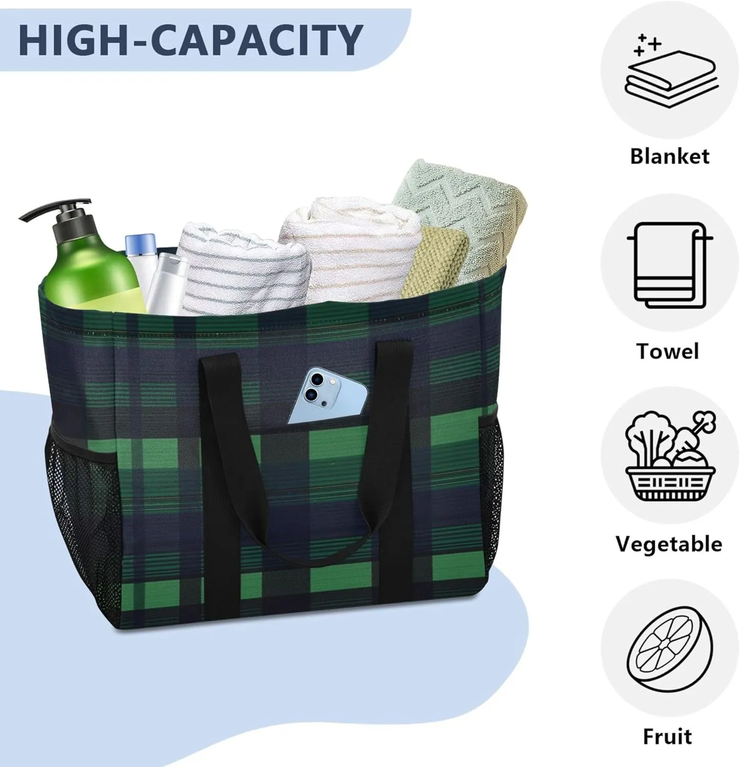 Tote Utility Bag Collapsable Beach Bag Water Resistant Canvas Car Tote Bag
