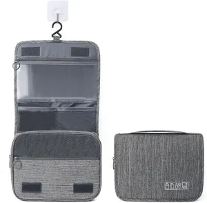 Travel Toiletry Bag with Hanging Hook, Water-resistant Makeup Cosmetic Bag (Grey)