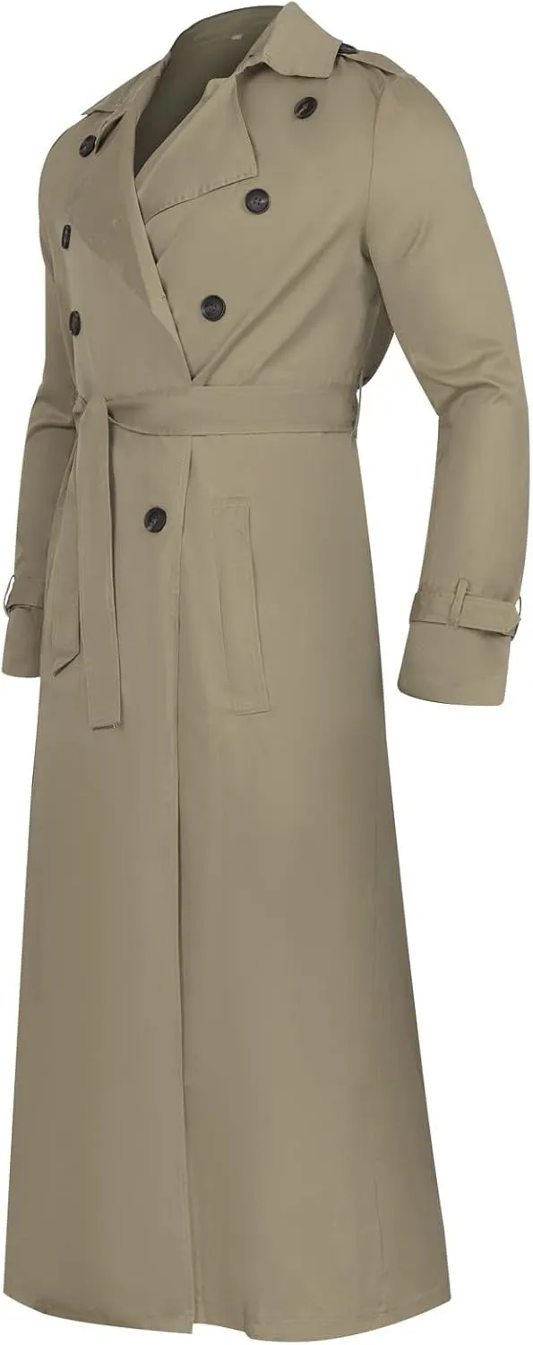 Trench Coat Men Men's Double Breasted Trench Coat Casual Lapel Long Sleeve Windbreaker Jacket